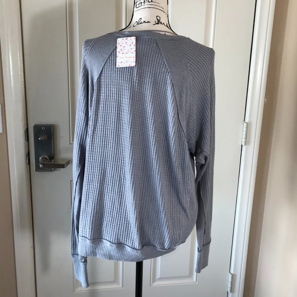 NWT Free People Santa Clara Thermal Top Grey - Picture 6 of 6